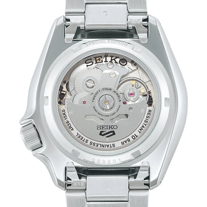 Seiko 5 Sports Petrol Blue Checker Flag Special Edition Blue Dial Silver Steel Strap Watch - SRPK65K1