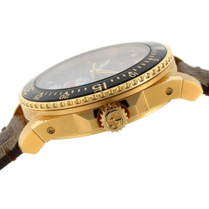 Gucci Dive Doraemon Quartz Brown Dial Brown Leather Strap Watch - YA136335
