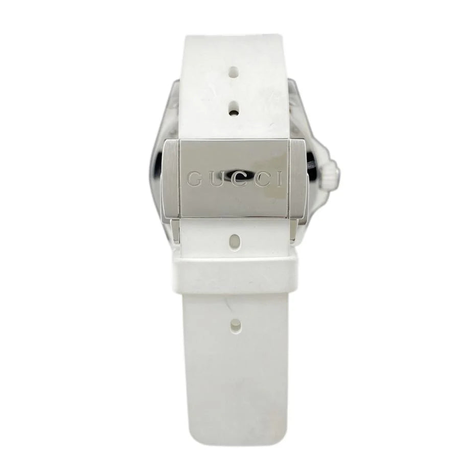 Gucci Dive Tiger White Dial White Rubber Strap Watch - YA136329