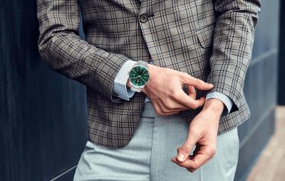 Movado Series 800 Green Dial Silver Steel Strap Watch- 2600136