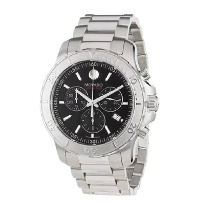 Movado Series 800 Chronograph Black Dial Silver Steel Strap Watch- 2600110