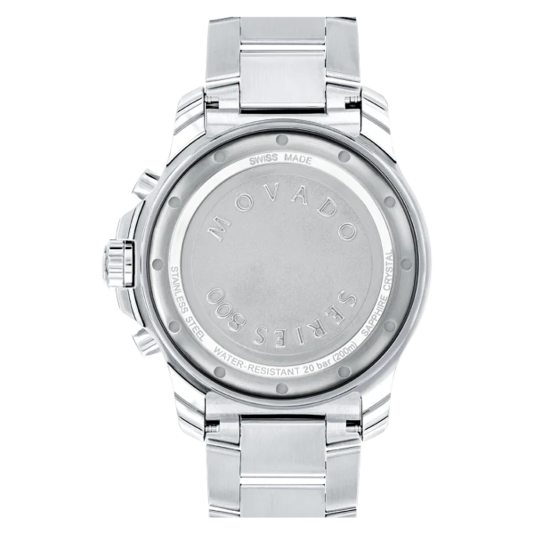 Movado Series 800 Chronograph Black Dial Silver Steel Strap Watch- 2600142