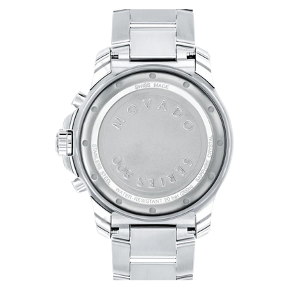 Movado Series 800 Chronograph Black Dial Silver Steel Strap Watch- 2600142