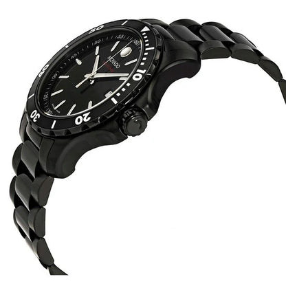 Movado Series 800 Black Dial Black Steel Strap Watch- 2600143