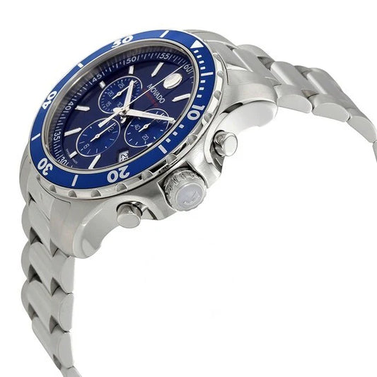 Movado Series 800 Chronograph Blue Dial Silver Steel Strap Watch- 2600141