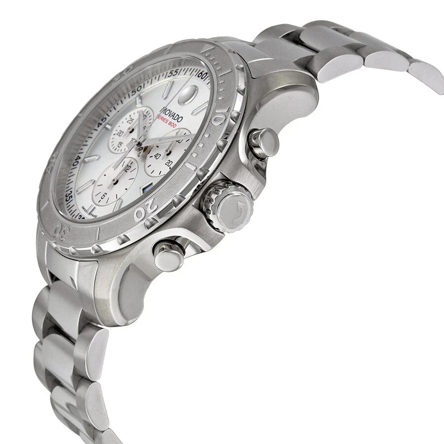 Movado Series 800 Chronograph Silver Dial Silver Steel Strap Watch- 2600111