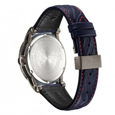 Versace Palazzo Empire Blue Dial Blue Leather Strap Watch- VERD00118