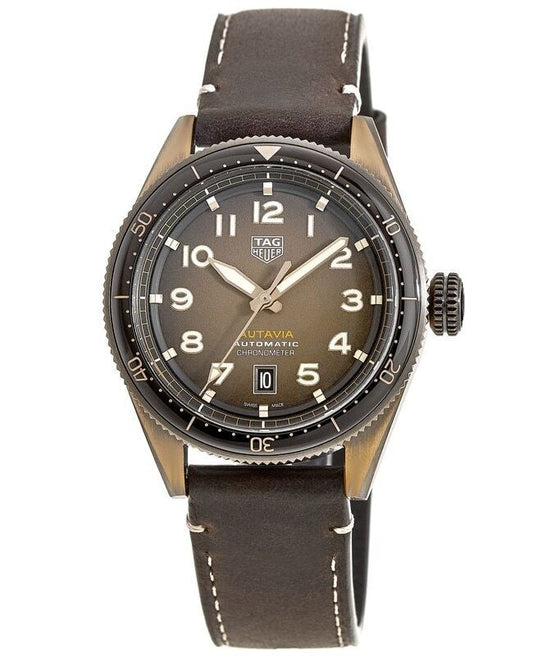 Tag Heuer Autavia Brown Dial Brown Leather Strap Watch - WBE5191.FC8276