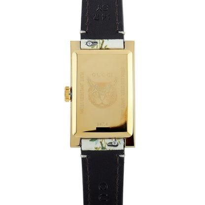 Gucci G-Frame Floral Mother of Pearl Dial White Leather Strap Watch - YA147407