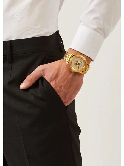 Versace Palazzo Empire White Dial Gold Steel Strap Watch- VERD00318