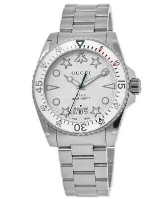 Gucci Dive Quartz White Dial Silver Steel Strap Watch - YA136336