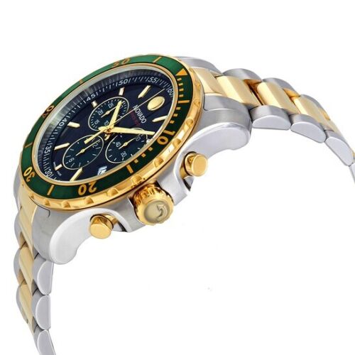 Movado Series 800 Chronograph Green Dial Two Tone Steel Strap Watch- 2600148