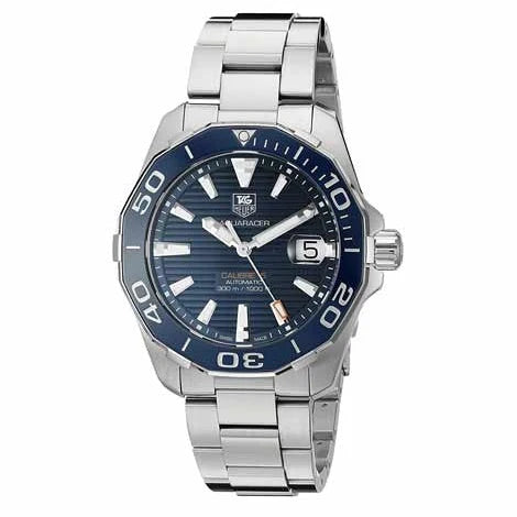 Tag Heuer Aquaracer Calibre 5 Blue Dial Silver Steel Strap Watch- WAY211C.BA0928