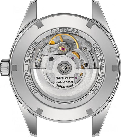 Tag Heuer Carrera Calibre 5 Automatic Black Dial Black Leather Strap Watch- WAR201C.FC6266