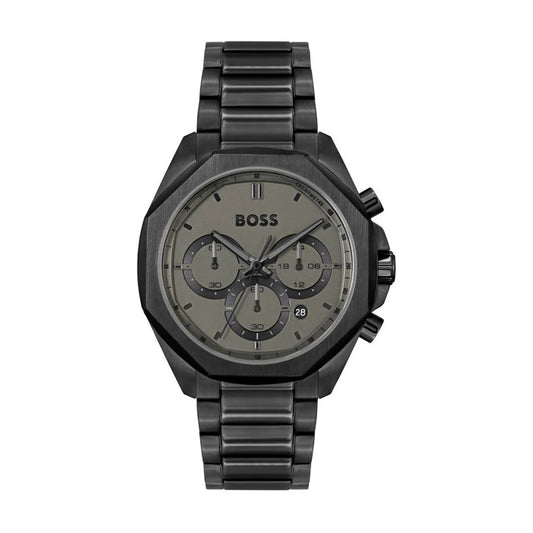 Hugo Boss Cloud Chronograph Black Dial Black Steel Strap Watch - 1514016