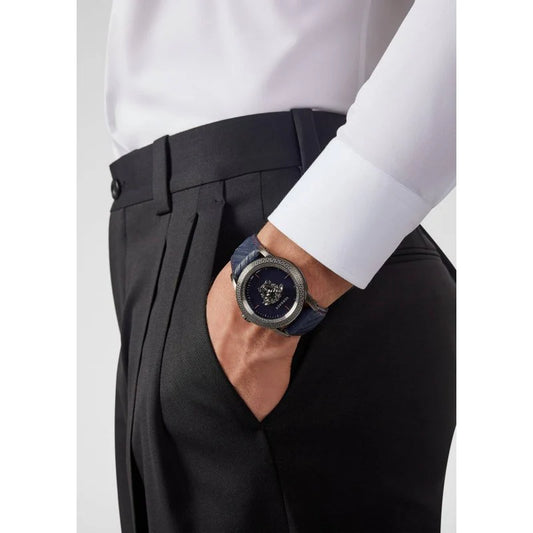 Versace Palazzo Empire Blue Dial Blue Leather Strap Watch- VERD00118