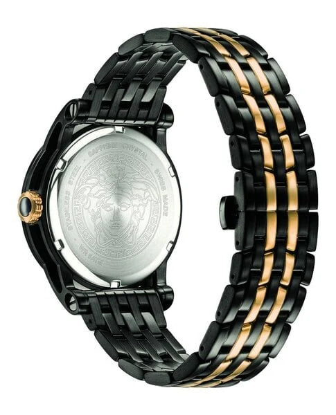 Versace Palazzo Empire Black Dial Two Tone Steel Strap Watch- VERD01119