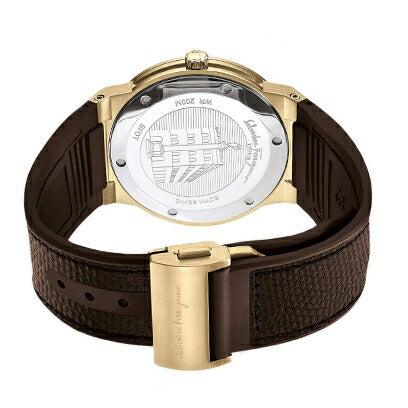 Salvatore Ferragamo F-80 Classic White Dial Brown Leather Strap Watch- SFDT00819