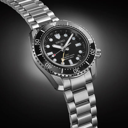 Seiko Prosprex Dark Depths GMT Automatic Black Dial Silver Steel Strap Watch- SPB383J1