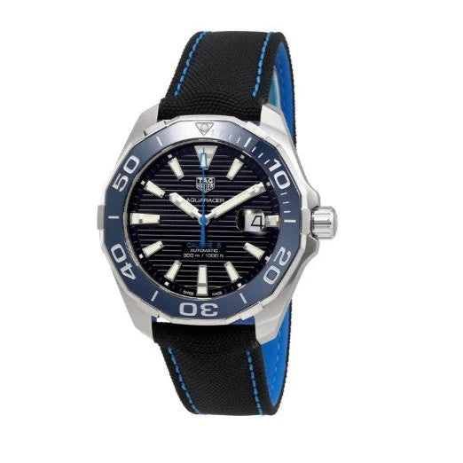 Tag Heuer Aquaracer Calibre 5 Automatic Black Dial Black Nylon Strap Watch- WAY201C.FC6395
