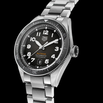 Tag Heuer Autavia Automatic Grey Dial Silver Steel Strap Watch- WBE5114.EB0173